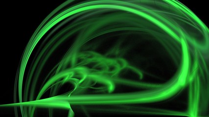 Verwirbelter Rauch - leuchtend grün auf schwarzem Grund