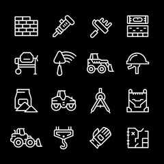 Set line icons of constructing industry