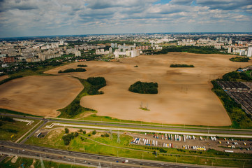 Fototapeta na wymiar Nature in Belarus. View from helicopter, Minsk
