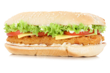 Chickenburger Chicken Hühnchen Burger Käse Freisteller freiges