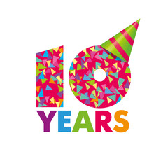 10 year. Vector template Birthday Anniversary Cap for a birthday color