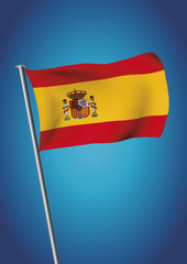 Spanish flag waving on the sky vector vertical