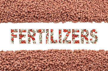 Mineral fertilizers on white background
