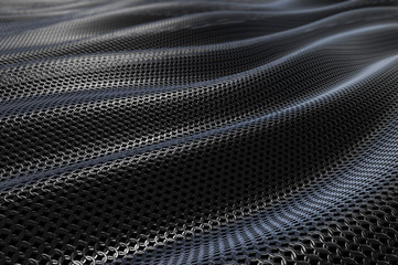 Dark metallic chain armorabstract soft curve background. 3D rendering - 131413825