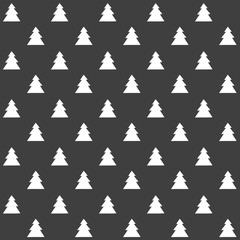 Stylish abstract seamless pattern with black graphic trees. - 131415299