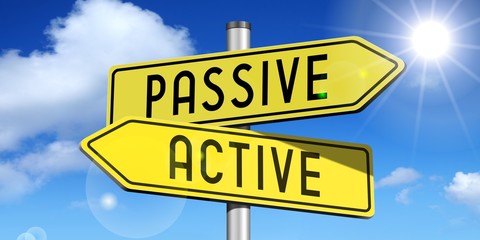 Fototapeta premium Passive, active - yellow road-sign