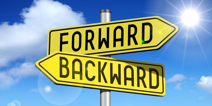 Forward, backward - yellow road-sign