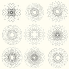 Vector Abstract Guilloche Elements on White Background. Use for