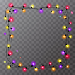 Set of realistic color garlands, festive decorations. Glowing ch