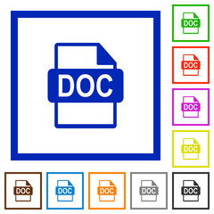 DOC file format flat framed icons