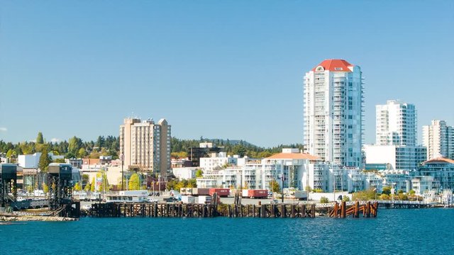 Nanaimo British Columbia Canada Buildings on the Harbour Waterfront with Sunny Weather during the Summer