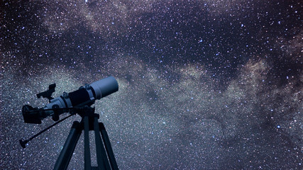 Astronomical Telescope constellation Aquila in the night sky. 