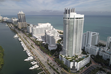 Aerial photo Miami Beach beachfront resorts