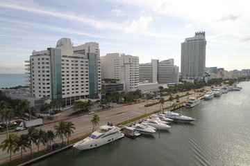 Aerial photo Miami Beach beachfront resorts