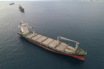 Industrial cargo ship in the ocean