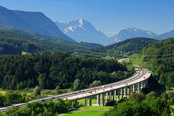 Autobahn through the Bavarian Alps