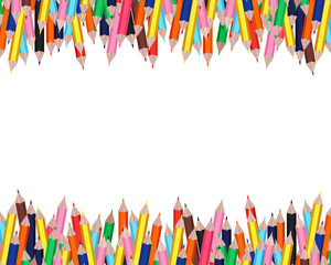 Colorful pencils frame with white background for education design or business presentation