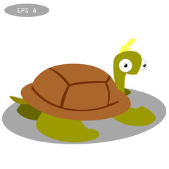Cute turtle clip art. Vector cartoon illustration with simple gradients.