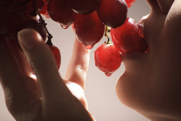 sensual grape eating