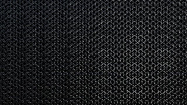 Dark metallic chain armor pattern texture background seamless loop. 3D animation