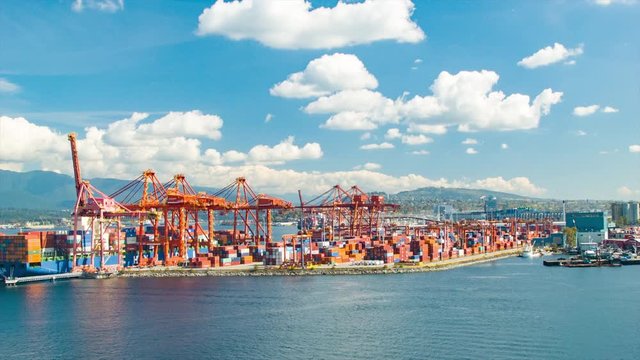 Vancouver Canada Cargo Shipping Port at Ballantyne Pier on a Sunny Day in the British Columbia Harbour