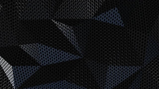 Metallic chain armor abstract geometric triangular background seamless loop. 3D animation