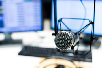 modern equipment in broadcast studio