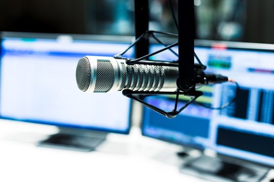 modern equipment in broadcast studio