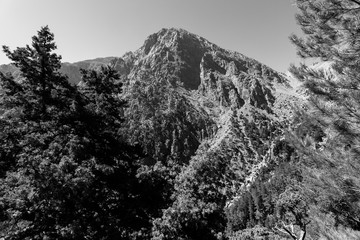 Samaria Gorge. Crete. Greece. Black and white.
