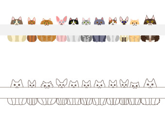 cats border set, with long blank board in their mouthes