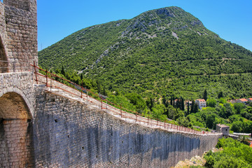 Fototapeta na wymiar Defensive wall of Ston town, Peljesac Peninsula, Croatia
