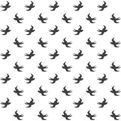 Stylish abstract seamless pattern with black graphic swallow.
