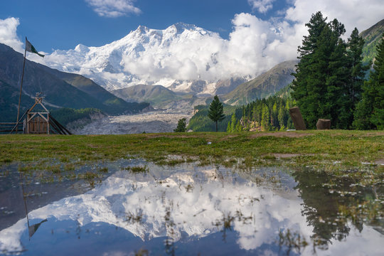 Reflection of Nanga Parbat mountain, Fairy Meadow, Gilgit, Pakis
