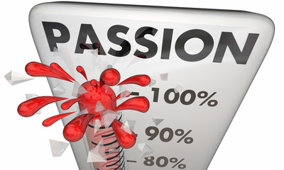 Passion Rising Thermometer Measure Excitement 3d Illustration