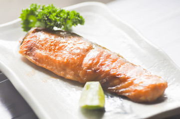 grilled salmon,salmon  or Yaki Sake in Japanese food