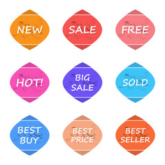 sale and promotion sticker label grunge style set,vector Illustration EPS10
