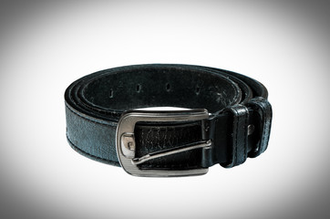 Close up leather belt on white