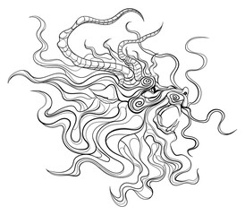 Chinese dragon with wide open mouth