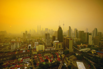 Smoke from forest fires in Indonesia blows across the Malaysia peninsular
