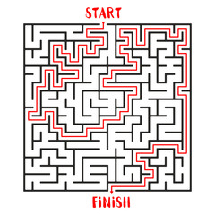 Maze Game with solution. Labyrinth Game with Entry and Exit. Find the Way Out Concept. Transportation. Logistics Abstract Background Concept. Business Path Concept. Vector Illustration.