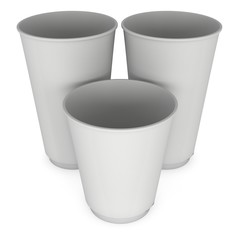 Disposable coffee cups. Blank paper mug. 3d render isolated on white background