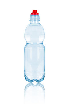 Plastic transparent bottle of water isolated on the white backgr