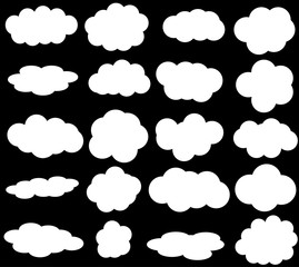 Clouds vector icons isolated over black background