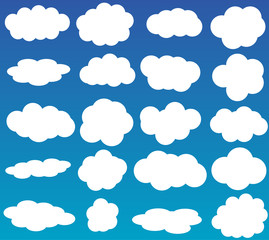 Clouds vector icons isolated over blue background