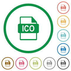 ICO file format flat icons with outlines