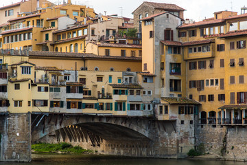 Fototapeta na wymiar Ponte Vecchio in Florence Italy, Bridge with Shops, Arno