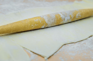 puff pastry on the table, cooking