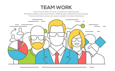 teamwork line concept of business people