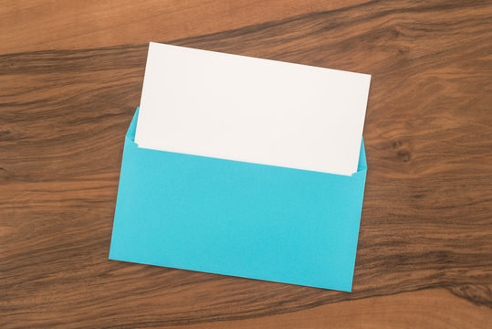  Blank paper and envelope on a table