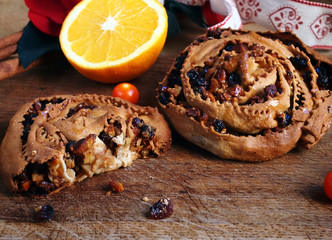 Italian food - the pitta 'mpigliata or pitta 'nchiusa, a traditional calabrian christmas sweet with...